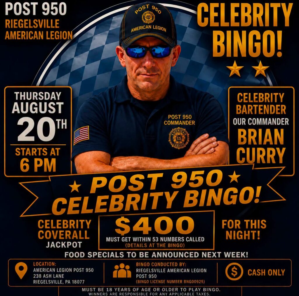 ALP 950 Celebrity Bingo, Commander Brian, Bartender, Thursday, 08-20-2026