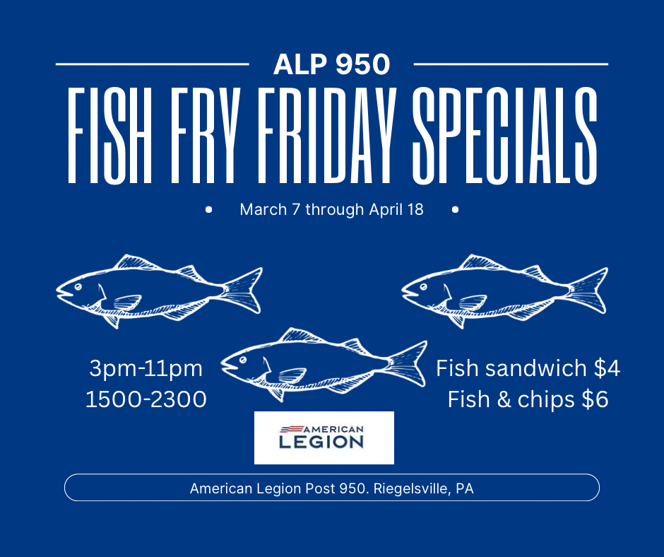 Fish Fry Fridays March 7 through April 18, 2025