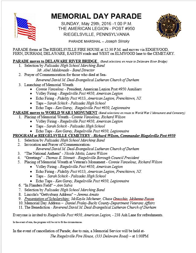 Memorial Day Parade program