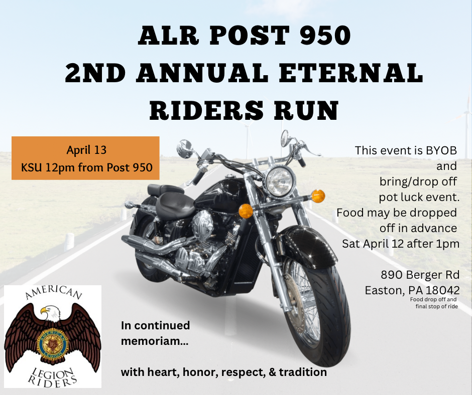 ALR Chapter 950 2nd Annual Memorial Ride, Sunday, 04-13-2025