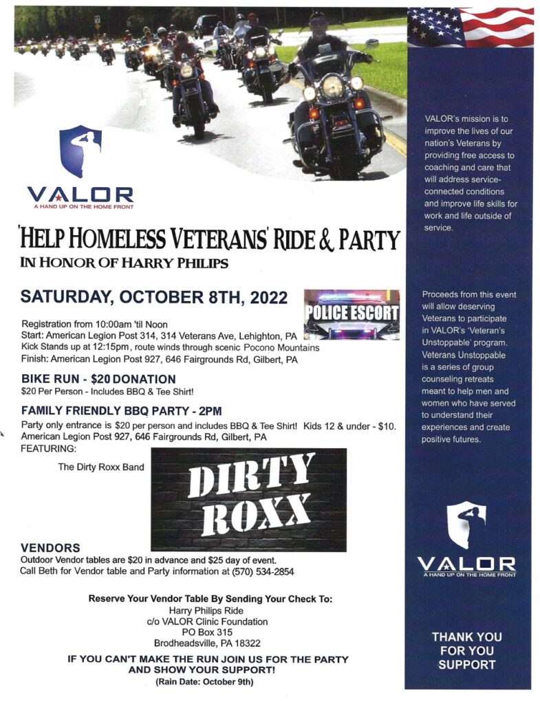 VALOR Help Homeless Veterans Ride & Party, Saturday, 10-08-2022